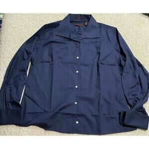 NWT UltraClub Whisper Elite Womens Sz XL Button Up Oxford WrinkleFree Shirt Blue